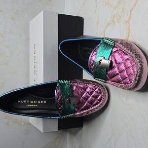 Kurt Geiger Brixton Moc Lofer Pink, Blue Green, Multicolor Metallic Size 37